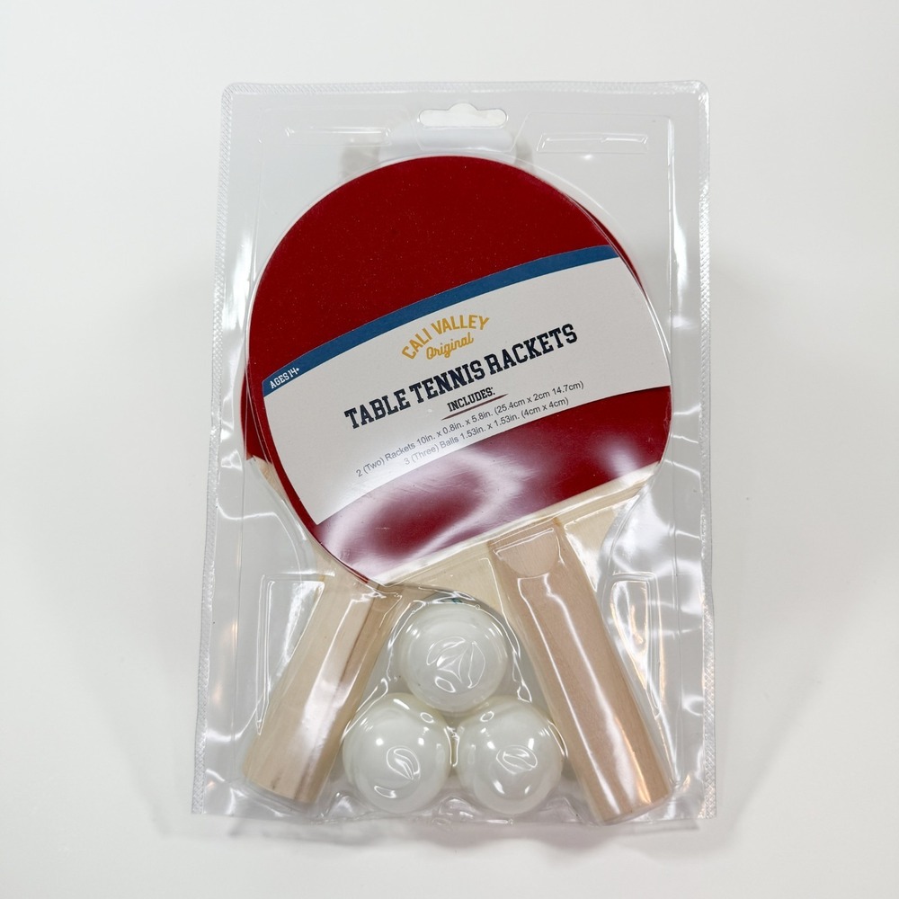 Cali Valley Table Tennis Set – 2 Rackets – Ping Pong Paddle Set New Open Package